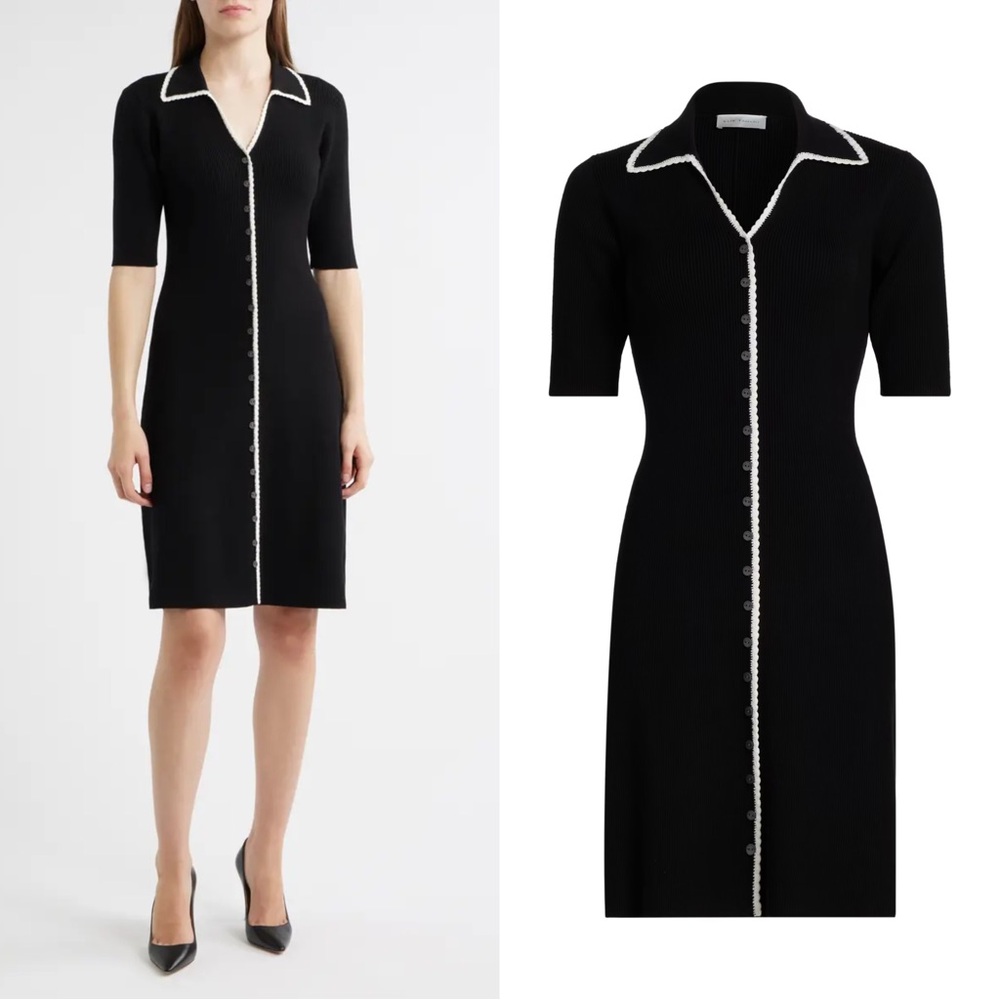 Elie Tahari Black and white button-down dress
